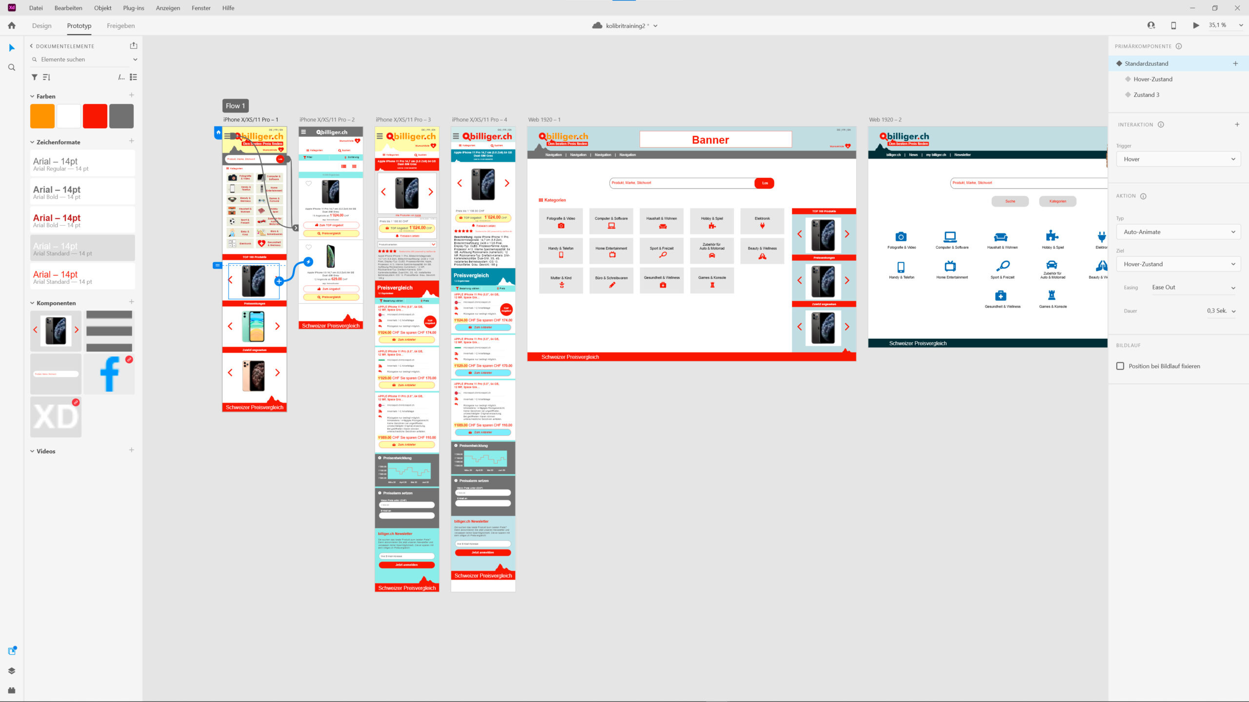 Screenshot Adobe XD Interface